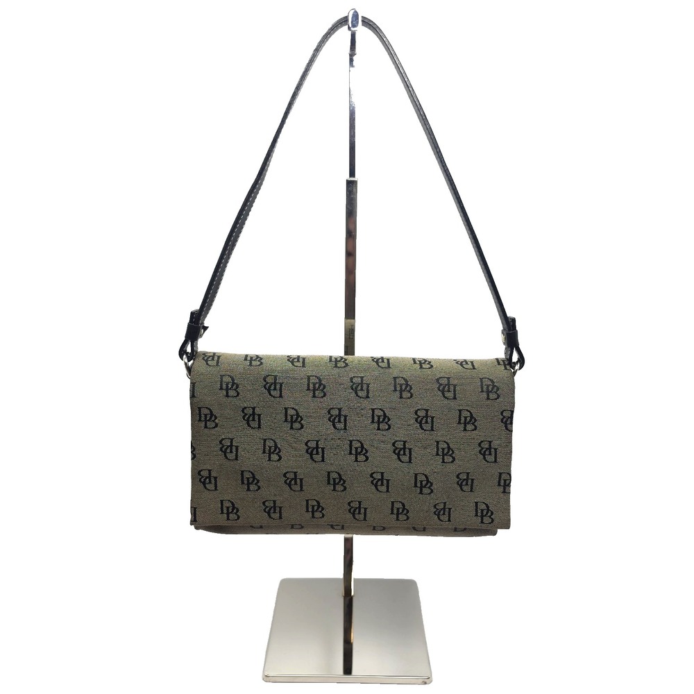 Vtg Dooney & Bourke Signature Flap Baguette Y2K Monogram Mini Shoulder Purse